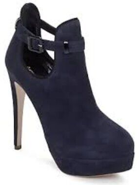 4/$20 BElle Navy Suede Cutout Ankle Booties 8.5 Platform